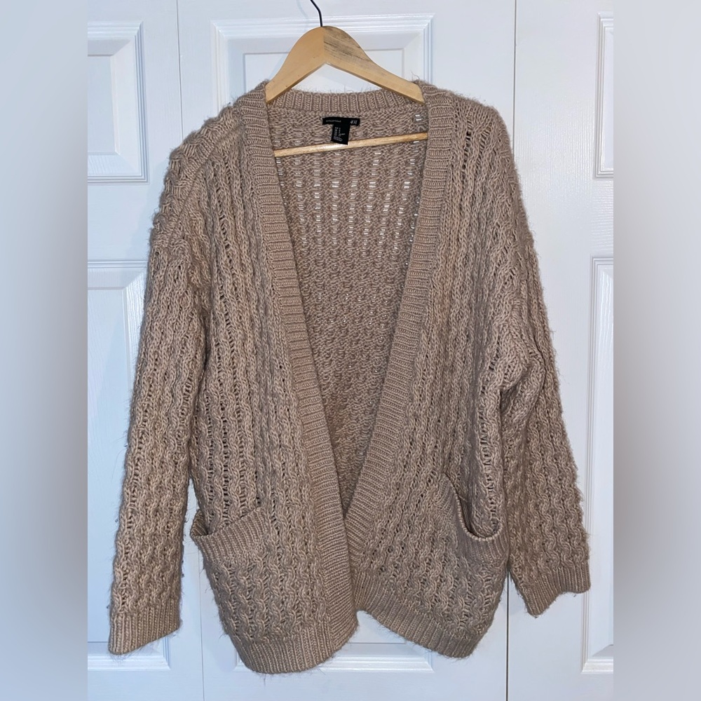 Brown fuzzy over sized cardigan